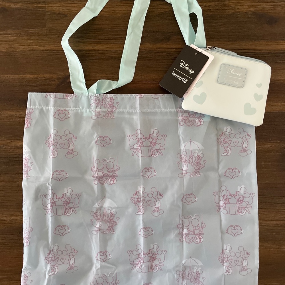 Disney Loungefly Mickey & Minnie Coin Purse Tote - Picture 8 of 11